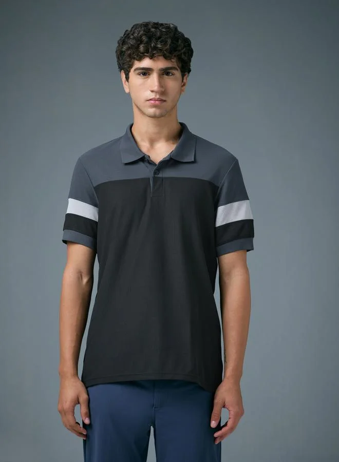 Technosport Technosport Men Slim Fit Color Block Pique Polo